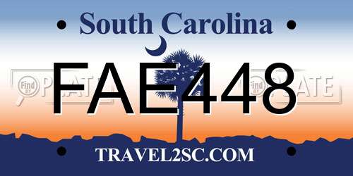 FAE448 South Carolina License Plate