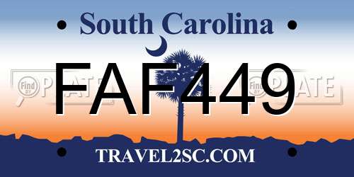 FAF449 South Carolina License Plate