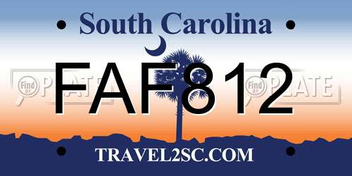 FAF812 South Carolina License Plate
