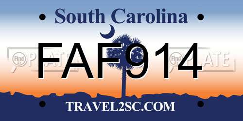 FAF914 South Carolina License Plate