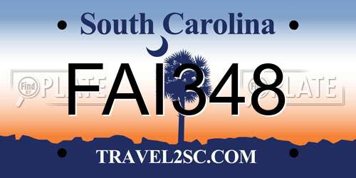 FAI348 South Carolina License Plate