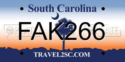 FAK266 South Carolina License Plate