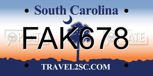FAK678 South Carolina License Plate