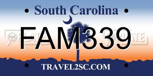 FAM339 South Carolina License Plate
