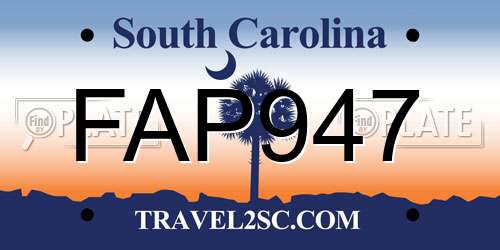 FAP947 South Carolina License Plate