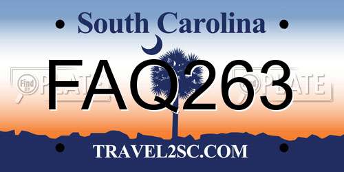 FAQ263 South Carolina License Plate