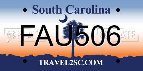 FAU506 South Carolina License Plate