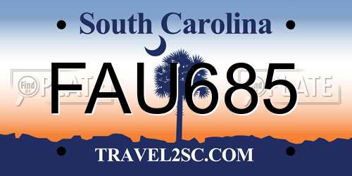 FAU685 South Carolina License Plate