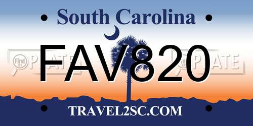 FAV820 South Carolina License Plate