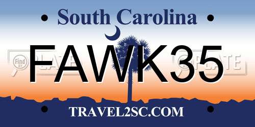 FAWK35 South Carolina License Plate