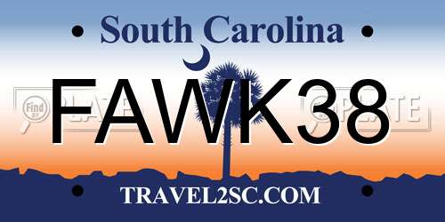 FAWK38 South Carolina License Plate