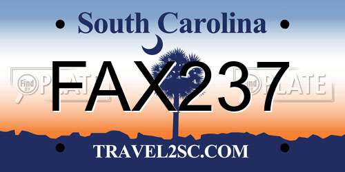 FAX237 South Carolina License Plate