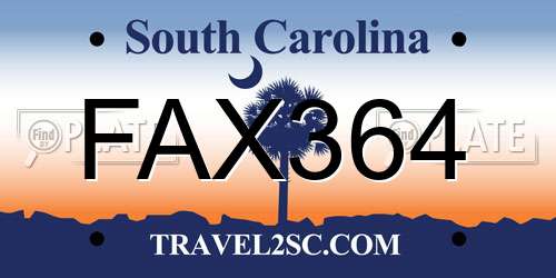 FAX364 South Carolina License Plate