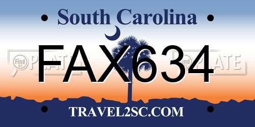 FAX634 South Carolina License Plate