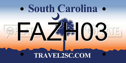 FAZH03 South Carolina License Plate