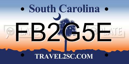 FB2G5E South Carolina License Plate