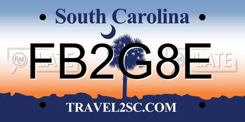 FB2G8E South Carolina License Plate