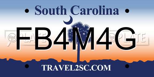 FB4M4G South Carolina License Plate