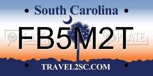 FB5M2T South Carolina License Plate