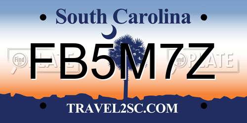 FB5M7Z South Carolina License Plate