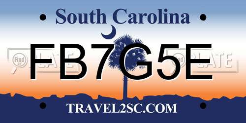 FB7G5E South Carolina License Plate