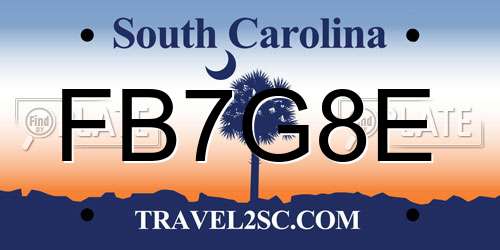 FB7G8E South Carolina License Plate