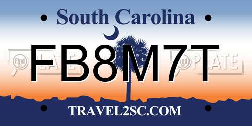 FB8M7T South Carolina License Plate