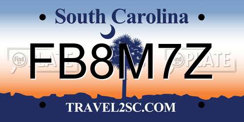 FB8M7Z South Carolina License Plate