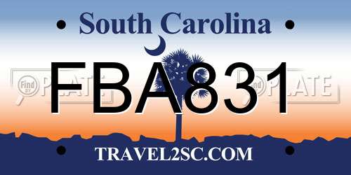 FBA831 South Carolina License Plate