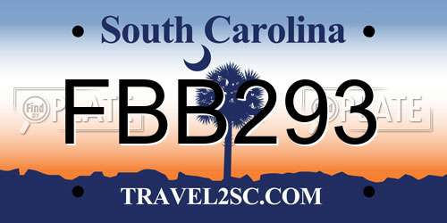 FBB293 South Carolina License Plate