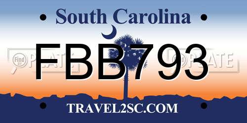 FBB793 South Carolina License Plate