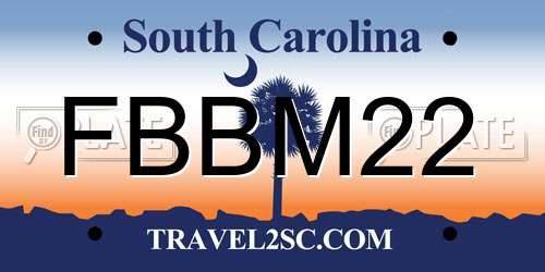 FBBM22 South Carolina License Plate