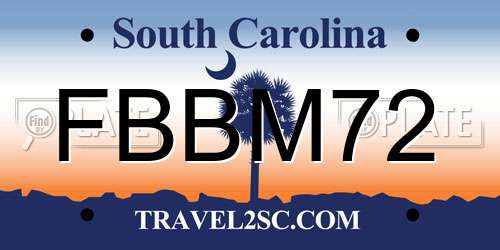 FBBM72 South Carolina License Plate
