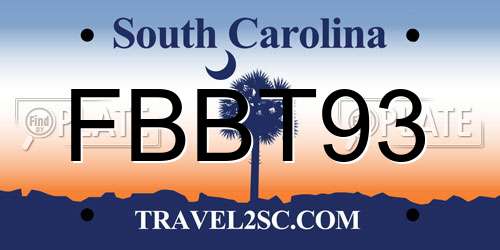 FBBT93 South Carolina License Plate