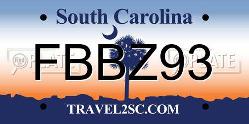 FBBZ93 South Carolina License Plate