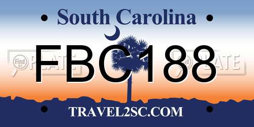 FBC188 South Carolina License Plate