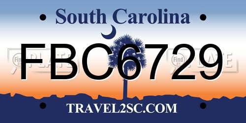 FBC6729 South Carolina License Plate