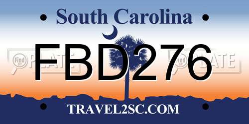 FBD276 South Carolina License Plate