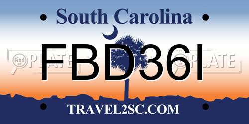 FBD36I South Carolina License Plate