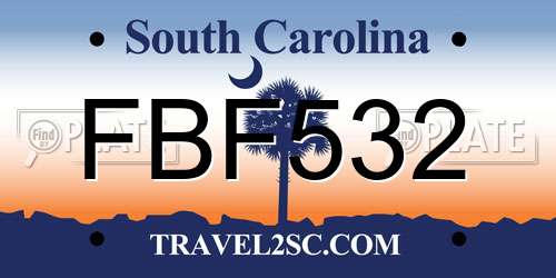 FBF532 South Carolina License Plate