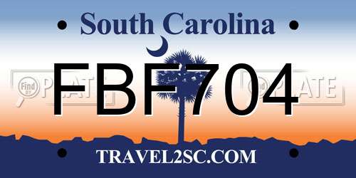 FBF704 South Carolina License Plate