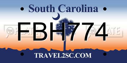 FBH774 South Carolina License Plate