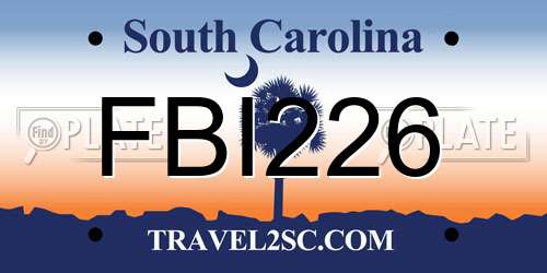FBI226 South Carolina License Plate