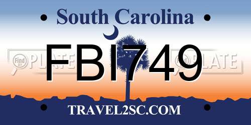 FBI749 South Carolina License Plate