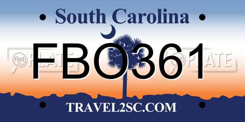 FBO361 South Carolina License Plate