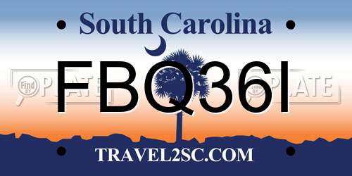 FBQ36I South Carolina License Plate