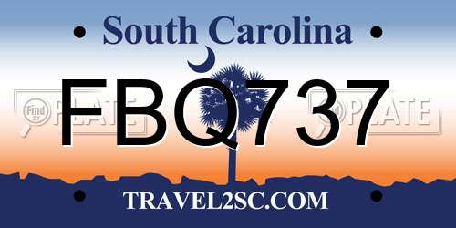 FBQ737 South Carolina License Plate