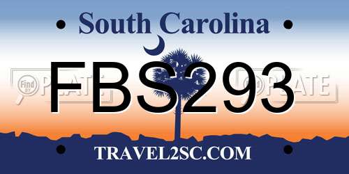 FBS293 South Carolina License Plate