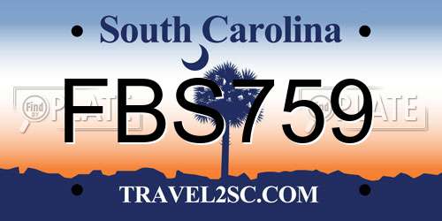 FBS759 South Carolina License Plate
