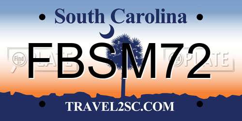 FBSM72 South Carolina License Plate